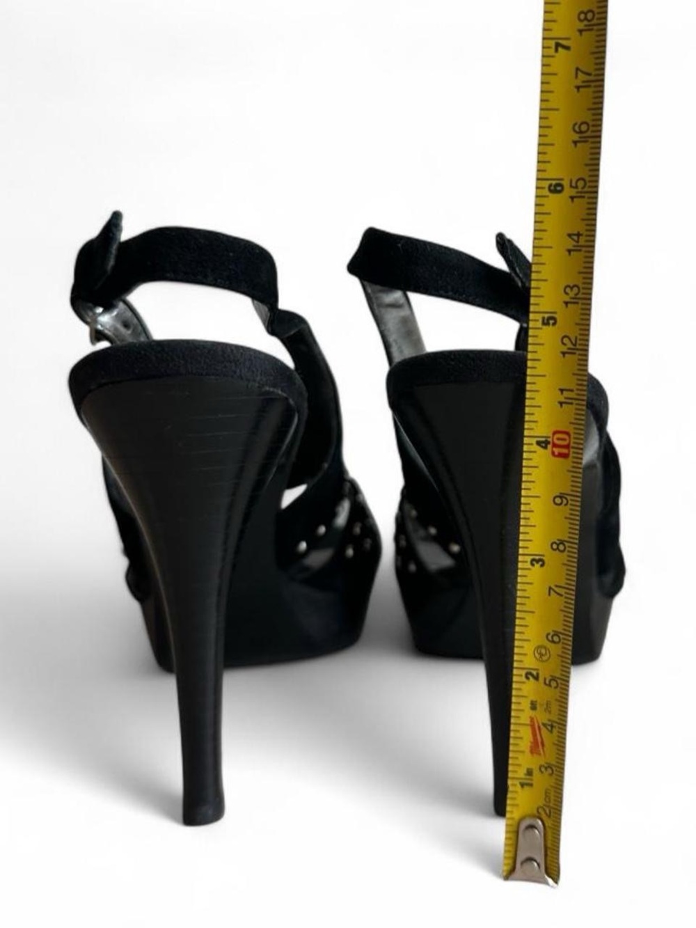 Marc Jacobs Black Studded Suede Platform Slingback Heels 7.5 - Picture 4 of 6